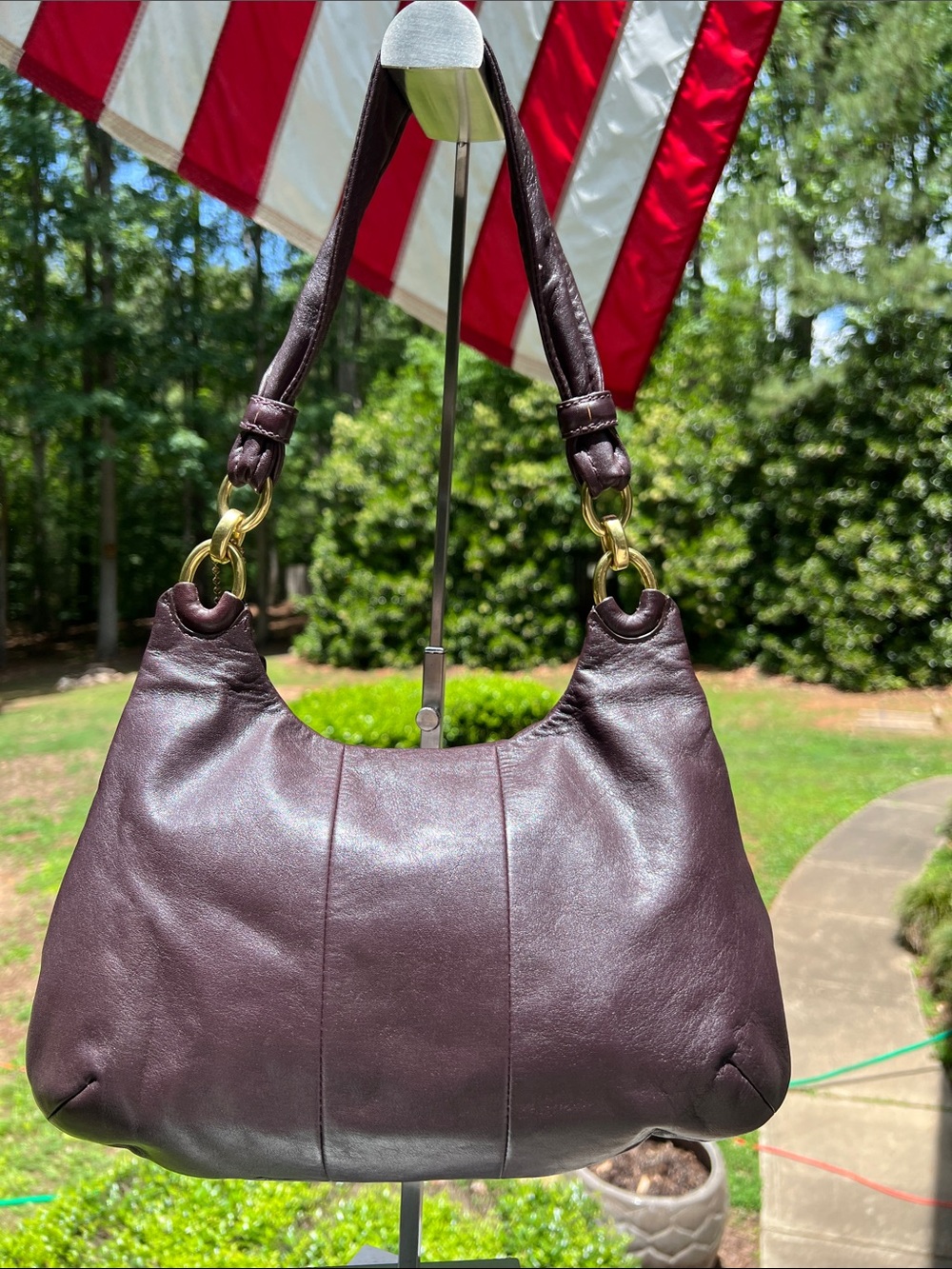 Coach Dark Brown Kristen Leather Hobo with Gold Hardware GUC - Picture 10 of 17